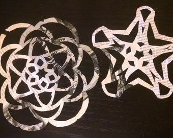 Hand Cut Large Paper Snowflakes (Set of 5)