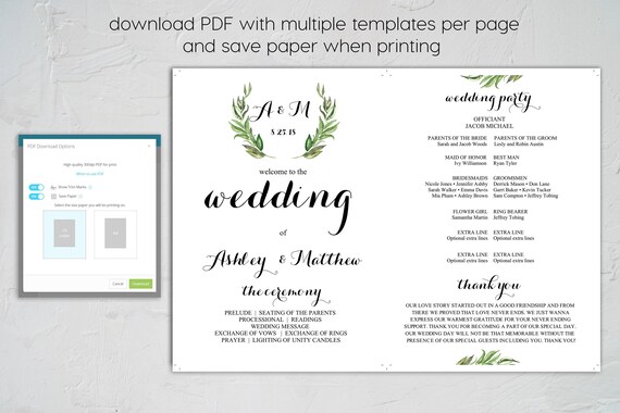 multiple page wedding program