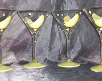 12 oz. Hand painted Martini Glasses, set of 4