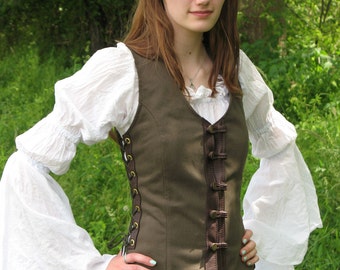 Elven Vest - Elven Clothing - Womens Vest - Denim Vest - Medieval Vest - Renaissance Vest
