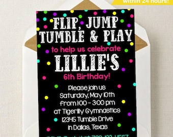 Gymnastics Birthday Invitation // Gymnastics Party Invitation // Gymnastics Birthday // Gymnast Invitation // Gymnastics Invite Printable