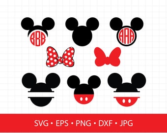Mickey and Minnie Head Bow LAYERED SVG DXF Eps Vector Cuttable File Cricut Cameo Silhouette Vinyl Cut File