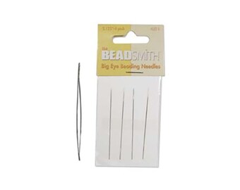 Big Eye Needles 2 inches 43262 (4), Easy to Thread Needles, 2" Beading Needles, 2 inch Craft Needles, Beading Supplies, Beadsmith Needles