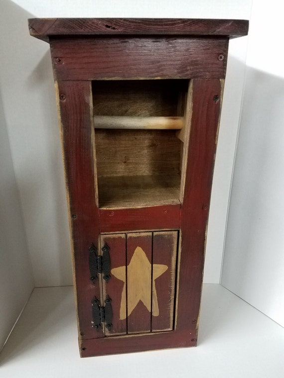 Primitive Country Wood 24 Toilet Paper Cabinet Holder