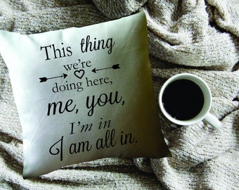 Gilmore Girls throw pillow cover/ Gilmore Girl's fan gift/ Luke Danes quote/ This thing we're doing here/ Stars Hollow
