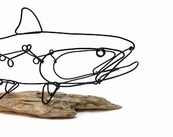 Trout Wire Sculpture, Fish Wire Art, Minimal Wire Design, 601367191