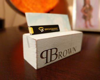 Desk Business Card Holder - Engraved Business Card Holder - Business Branding - Card Case - Desk Accessory - Office Decor