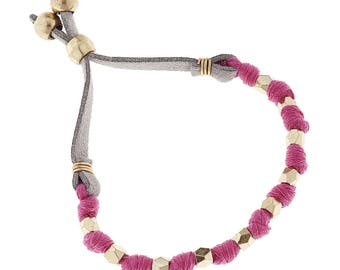 Fabric Slide Bead Bracelets {Pink}