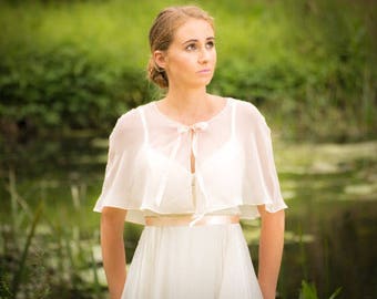 Dainty Bridal Cape - Bridal Capelet - Wedding Cape - Bridal Cape - Bridal Cover Up - Bridal Cloak - Ribbon Bridal Cape