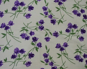 Vintage Feedsack Fabric, Graceful Purple Floral, Large 36 x 41"