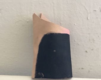 Leather Bracelets, Black Neutral Pink Cuff, Fashion Jewelry, Holiday Gifts, Edgy Accessories
