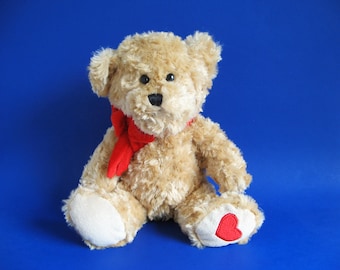 Vintage Teddy Bear Stuffed Animal with Heart on Foot Toy by American Greetings 1990s Toy Plush