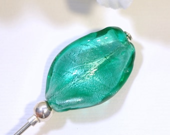 4 inch Hat Pin Green Lapel Pin Small Hijab Pin Sarong Pin Scarf Pin Beaded Stick Pin Handmade