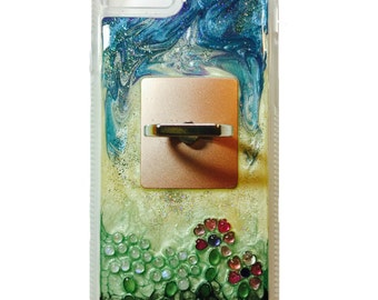 iPhone 7 Phone Case (Spring Melody) With Phone Ring & Gemstones!