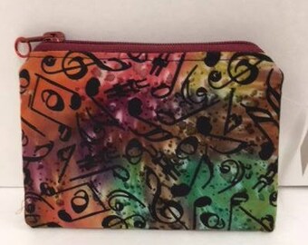 Small Zippered Music Note Coin Purse