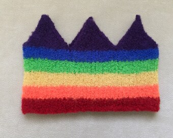 Wool Crown rainbow colored Birthday crown dress up ready to ship