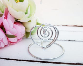 Table number holder, Heart silver menu stand, Gold wedding table decor, Copper card stand, Black number holder, Wire number holder,
