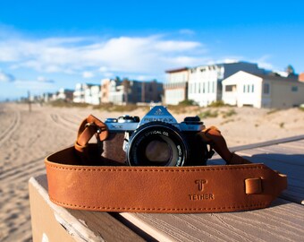 Tan Leather Camera Strap for DSLR or SLR camera, DSLR Camera Strap. Camera accessories. Canon camera strap. Nikon camera strap.