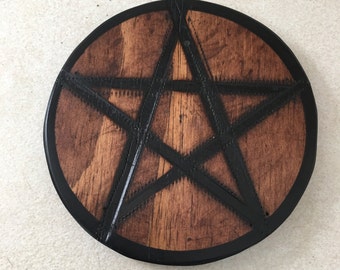 Hand crafted solid wood Pentacle plate