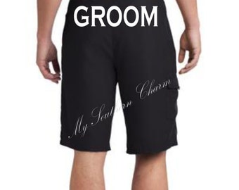 Honeymoon Swimsuit, Groom swim trunk, Groom Board Short, Honeymoon, Just Married Board Short, Couples Shower Gift, Bathing Suit (st001) b7