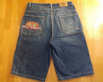 WU WEAR jeans shorts, vintage hip hop baggy shorts loose jeans, 90s Wu Tang Clan 90s hip-hop clothing, 1990s, OG, gangsta rap, size W 34