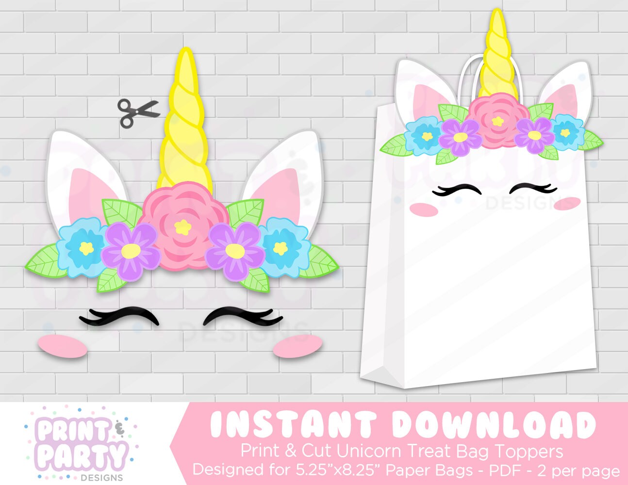 printable unicorn party favor bags rainbow unicorn party