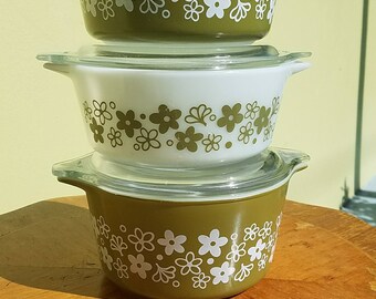 Pyrex Spring Blossoms Casserole, #472, with LID, Free Shipping 8