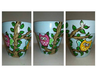 Owls in a Tree Pot