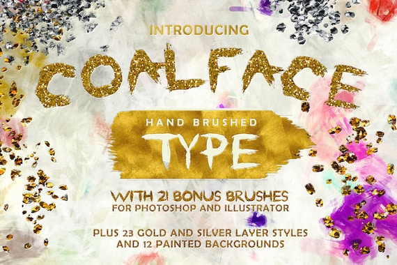 Coalface Brush Font Typeface - Plus BONUS Gold and Silver Photoshop Layer Styles, Brushes, Backgrounds