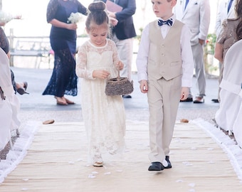 Ready to Ship- Long Sleeve Ivory Lace Sweetheart Dress- Flower Girl, Wedding, Outfit, Girl, Toddler, country, rustic dress, fall, winter