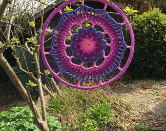 Crochet mandala dreamcatcher web wall art