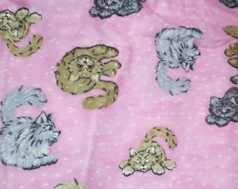 Pink FLANNEL Cat Fabric