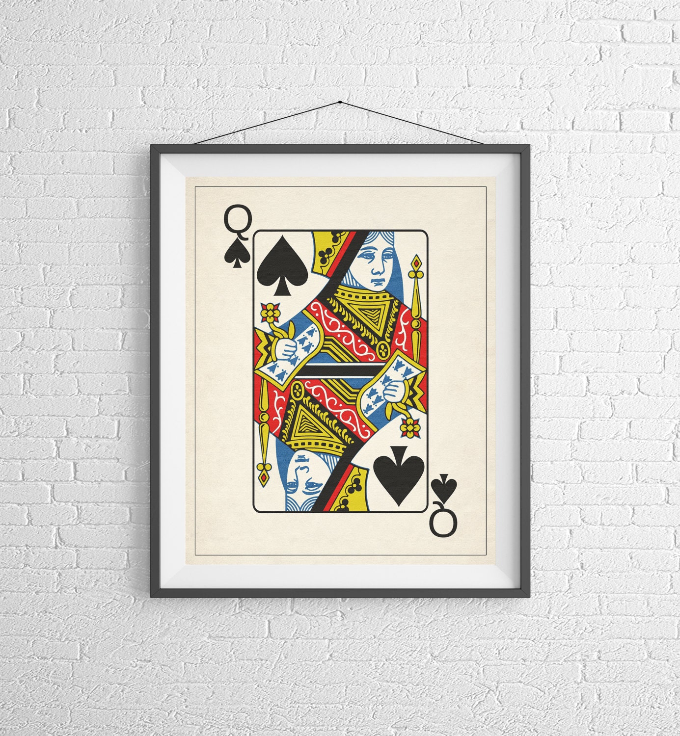 Queen of Spades, Playing Card Art, Game Room Decor, Game ...