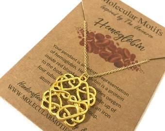Blood Hemoglobin Molecule Necklace-Science Gift-Chemistry Gift-Doctor Gift-Phlebotomist Gift-Graduation Gift