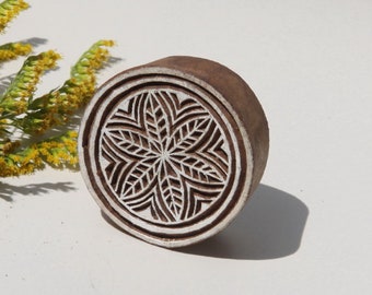 Indian batik wood,, print stamp, round block print