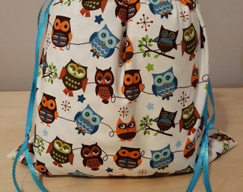 Owl drawstring project bag crochet knitting embroidery gifts sewing yarn