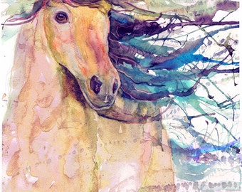 Horse print, equestrian, equine art , abstract horse painting, equine watercolor expressions, horse lover, decor, wild horse gifts, dressage