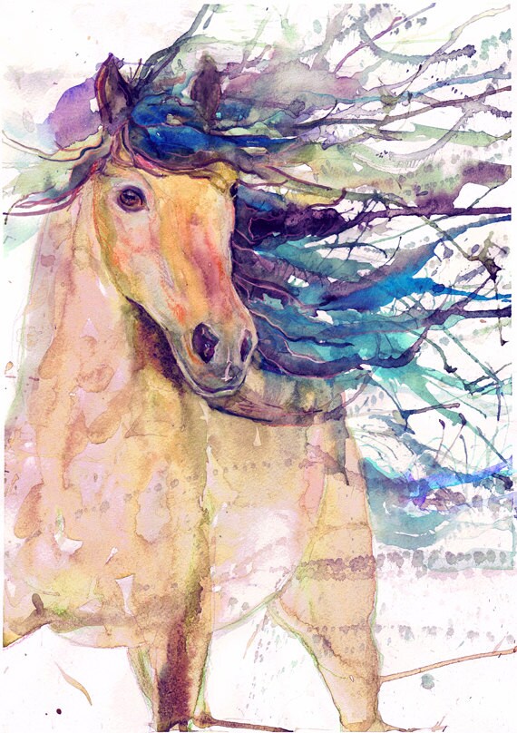 Horse print equestrian equine art abstract horse painting