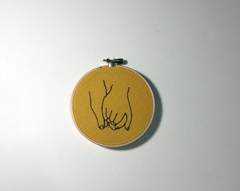Holding Hands - Hoop Embroidery