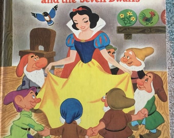 1952 Vintage Children's Book Snow White and the Seven Dwarfs Walt Disney Big Golden Book