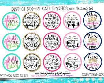 Misc. Sayings & Inspirational Quotes - Digital Bottle Cap Images - "Faith Over Fear" - INSTANT DOWNLOAD - 1" Bottle Cap Images 4x6 - 152