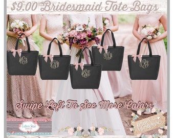 Bridesmaid Tote Bags , Bachelorette Party Tote Bags , Zipper Tote Bags , Bridal Party Gift Bags, Wholesale Tote Bags , Cheap Tote Bags