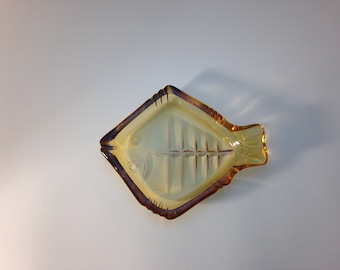 Yellow Retro Glass Fish Dish