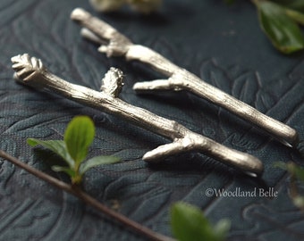 Antique Pewter Tiny Twig Branch Bobby Hair Pins by Woodland Belle