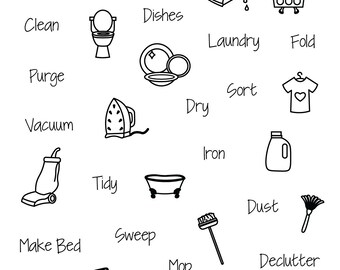 Spotless - Cleaning - Photopolymer Clear Stamps - Planner Stamps - Bullet Journal Stamps