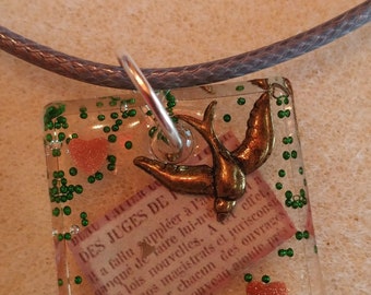 One of a kind resin pendant