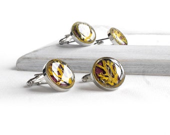 Birthday gift for men cuff links moss Green cuff links gift for him Anniversary gifts for husband Father day gift for boyfriend gift brother