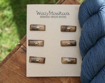 SALE! 6 Myrtlewood Toggle Buttons- Myrtlewood Buttons- Wooden Buttons- Eco Craft Supplies, Eco Knitting Supplies, Eco Sewing Supplies