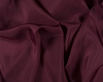 Burgundy Silk Habotai, Fabric By The Yard