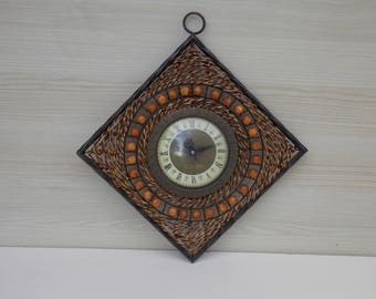 Retro handmade wall clock, working clock, brown clock, rustic clock cool clock. unique clock, gift idea, kitchen clock, black clock
